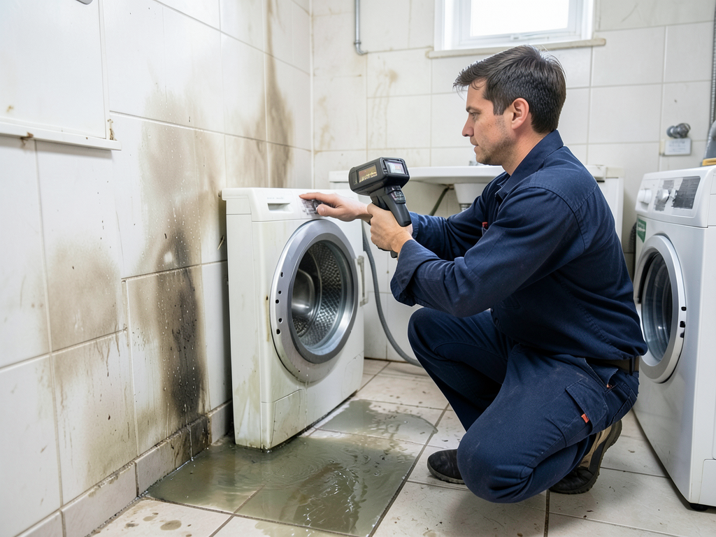 Fixing water damage from a washing machine overflo